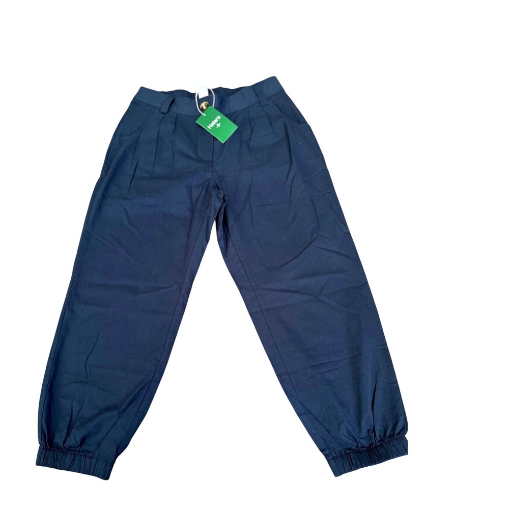 Halara Navy Blue Cotton Pleated Elastic Waist Jogger Pants Women's Size‎ S NWT